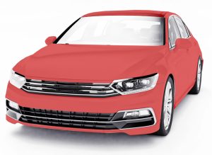 Front5-overlay Full Coverage Paint Protection area shaded on a car's hood.